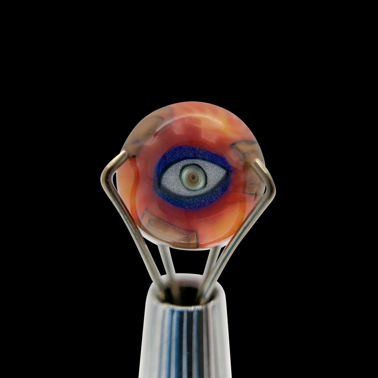 Banjo Glass Art - Orange/Brown Eyes Pearl Size 7.5mm-7.8mm - OPS.com
