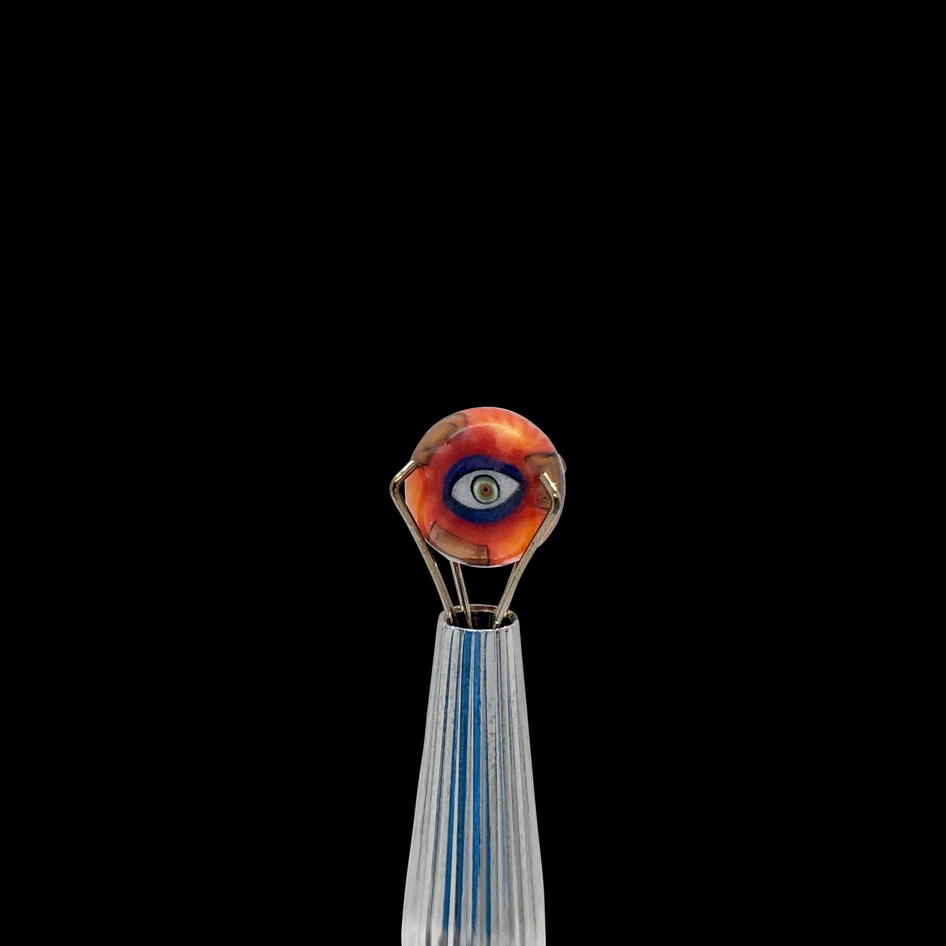 Banjo Glass Art - Orange/Brown Eyes Pearl Size 7mm-7.25mm - OPS.com