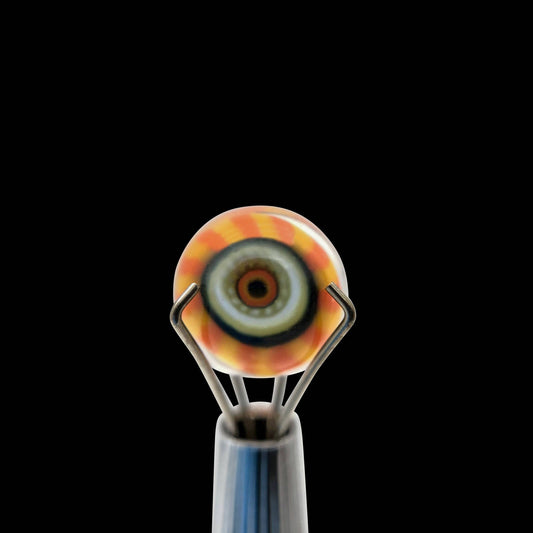 Banjo Glass Art - Orange/Yellow Eyes Pearl Size 7.5mm-7.8mm - OPS.com