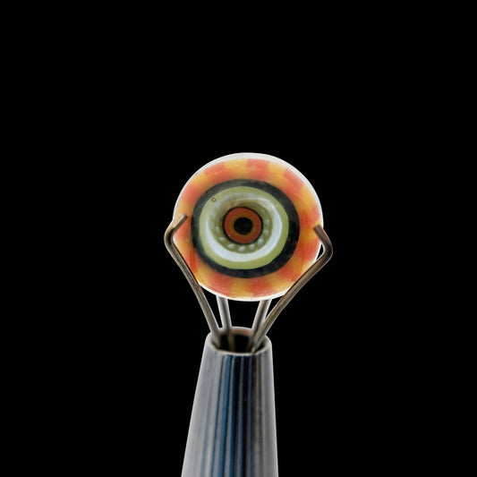 Banjo Glass Art - Orange/Yellow Eyes Pearl Size 8mm - OPS.com