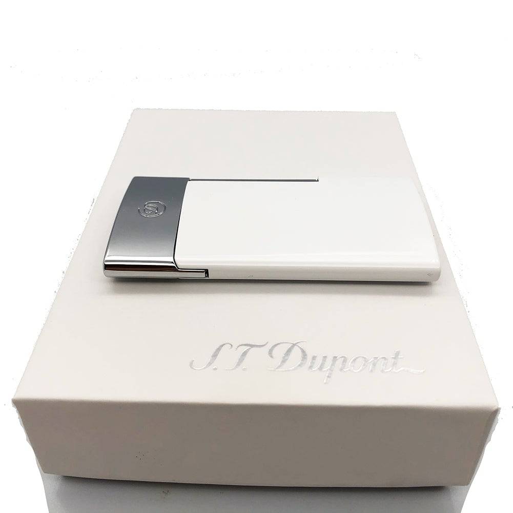 S.T Dupont- S.T Dupont Lighter E-Slim 7 Chrome with White Finish - OPS.com