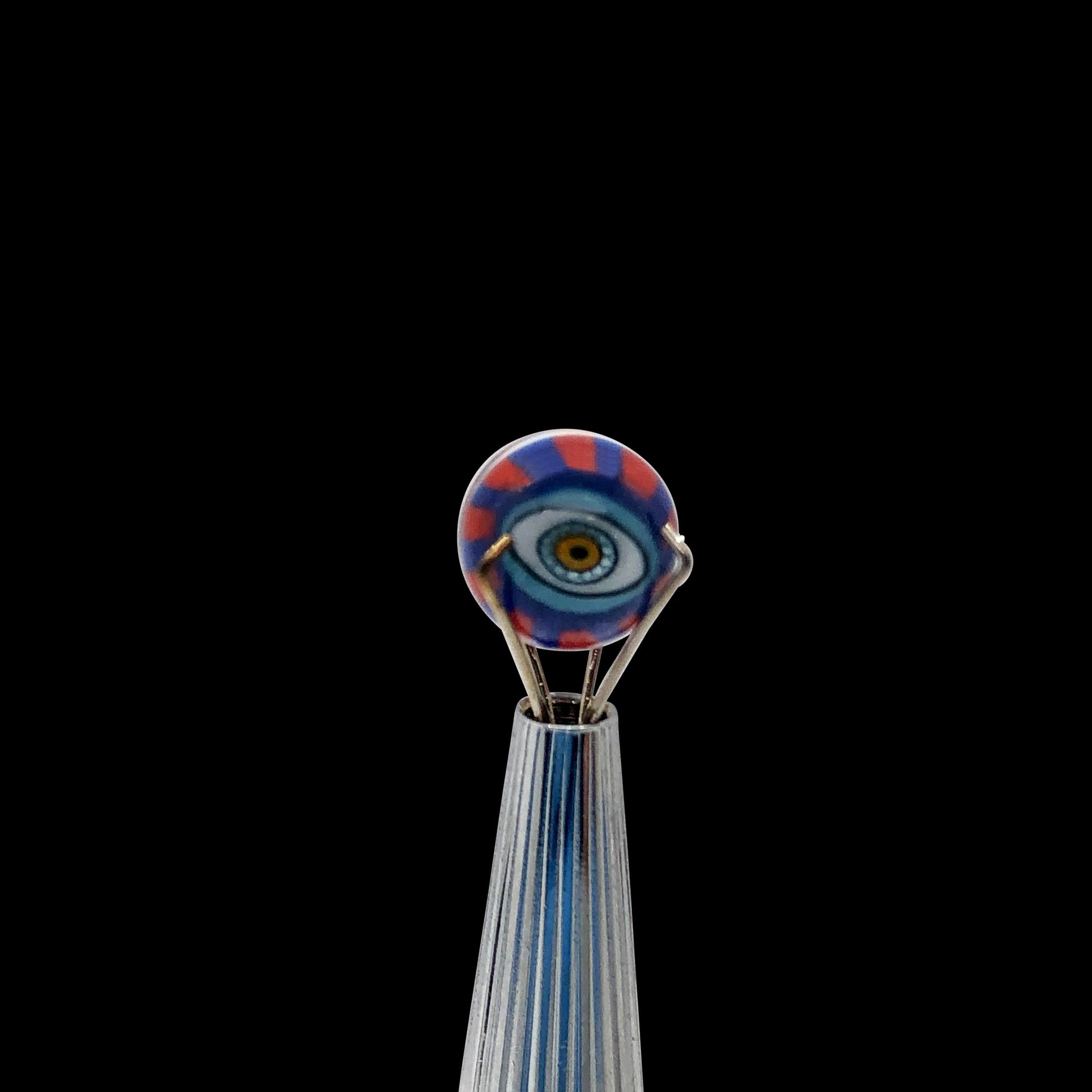 Banjo Glass Art - Blue/Red Eyes Pearl Size 7.5mm-7.8mm - OPS.com
