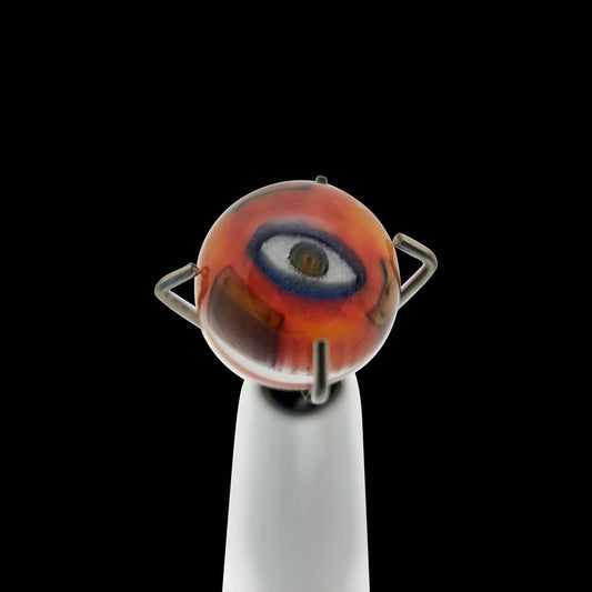 Banjo Glass Art - Orange/Brown Eyes Pearl Size 5.7mm-6mm - OPS.com