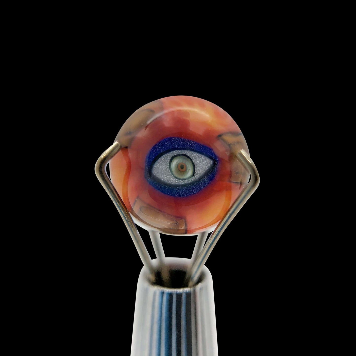 Banjo Glass Art - Orange/Brown Eyes Pearl Size 7.5mm-7.8mm - OPS.com