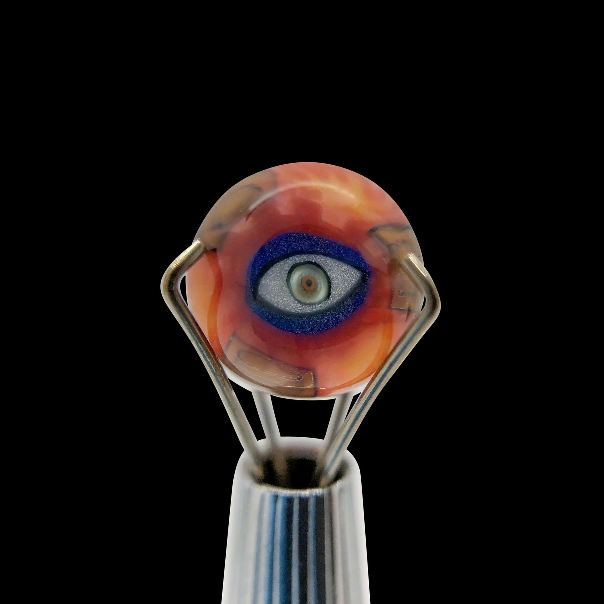 Banjo Glass Art - Orange/Brown Eyes Pearl Size 7.5mm-7.8mm - OPS.com