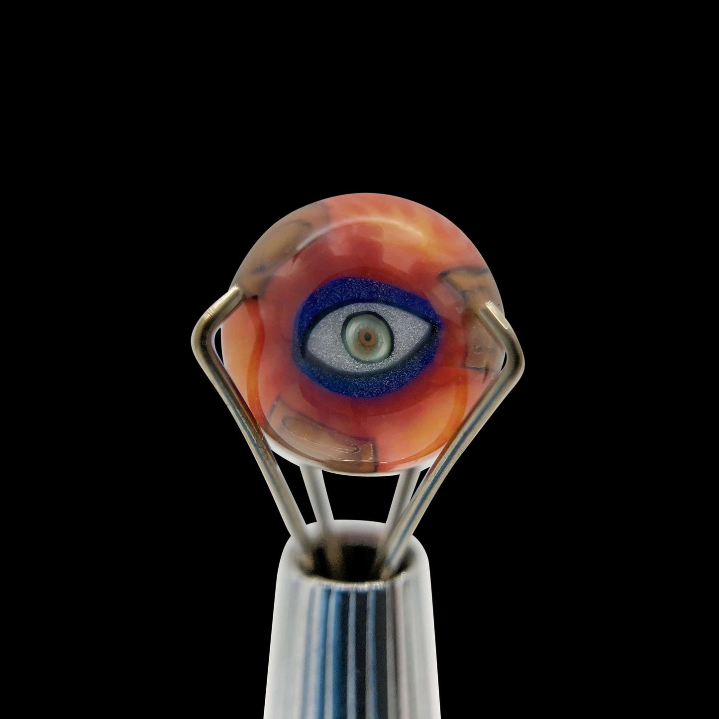 Banjo Glass Art - Orange/Brown Eyes Pearl Size 7mm-7.25mm - OPS.com