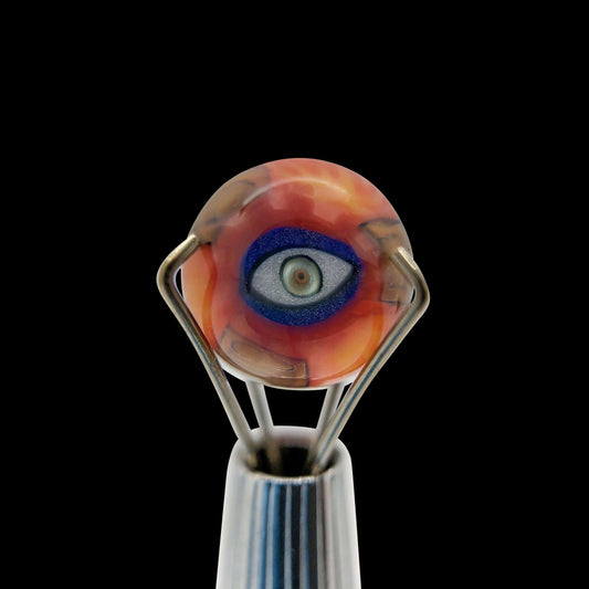 Banjo Glass Art - Orange/Brown Eyes Pearl Size 7mm-7.25mm - OPS.com