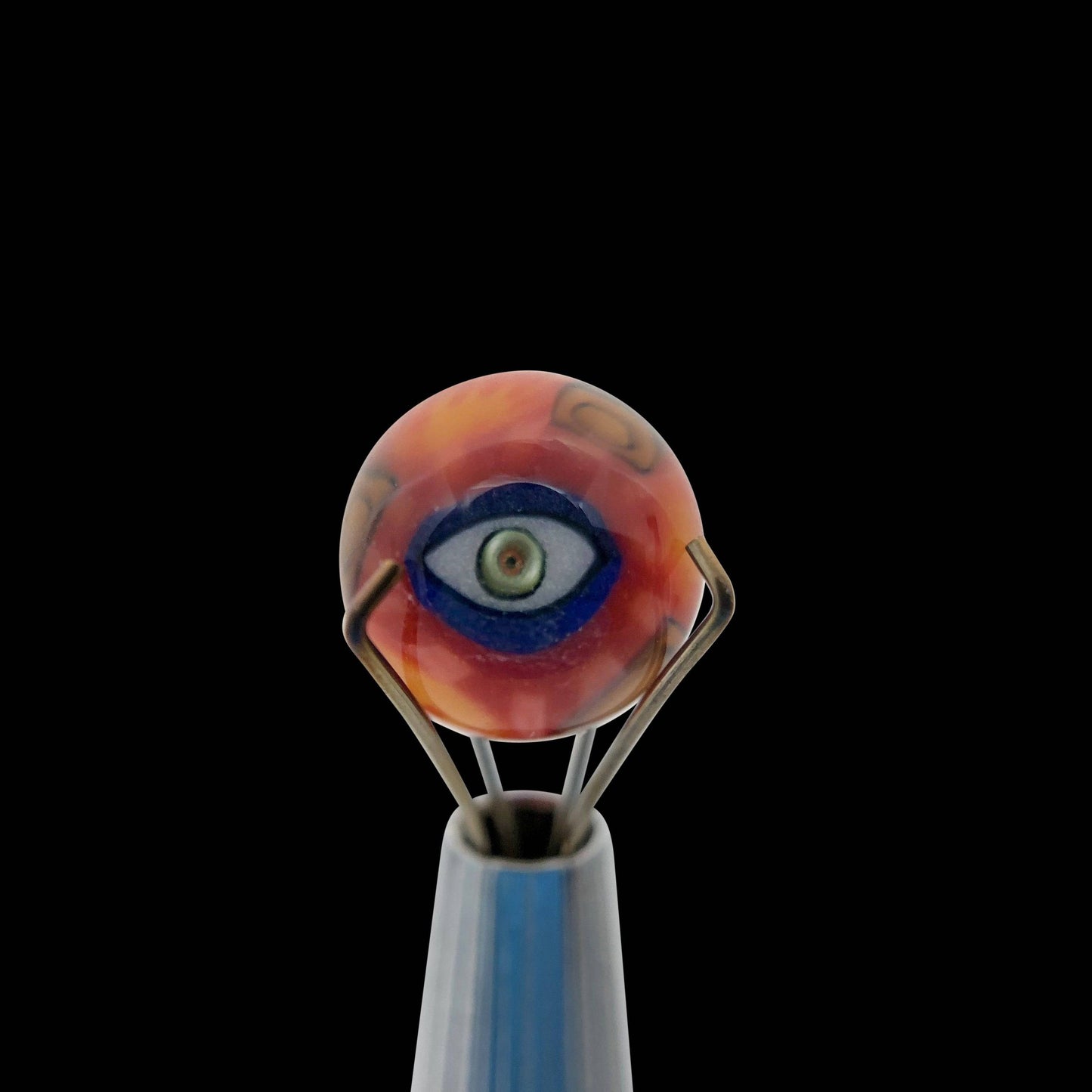Banjo Glass Art - Orange/Brown Eyes Pearl Size 8mm - OPS.com