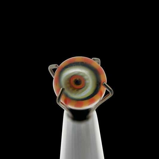 Banjo Glass Art - Orange/Yellow Eyes Pearl Size 5.7mm-6mm - OPS.com