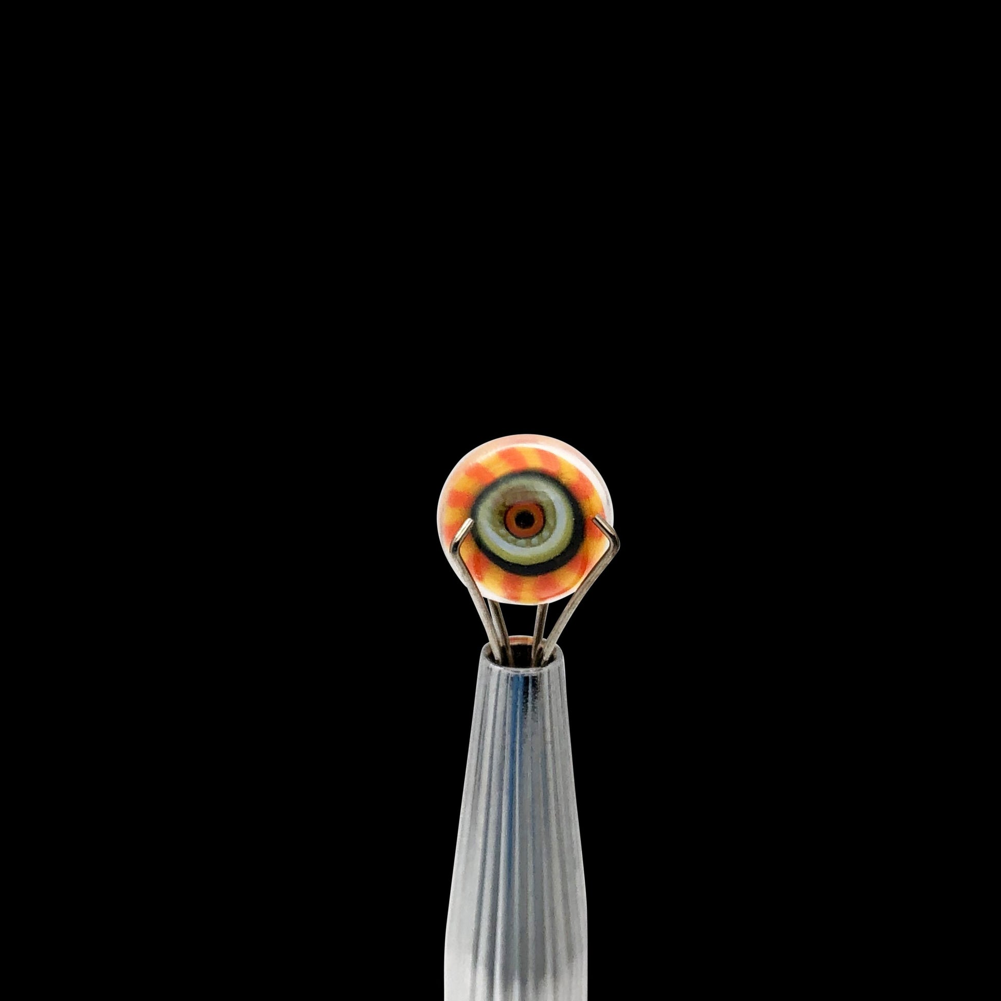 Banjo Glass Art - Orange/Yellow Eyes Pearl Size 7.5mm-7.8mm - OPS.com