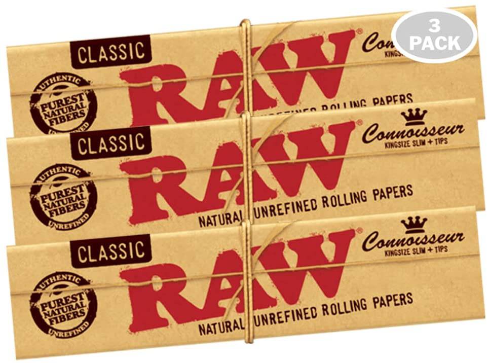 Raw Classic Connoisseurs | King Size Slim + Tips | 3 Pack - OPS.com
