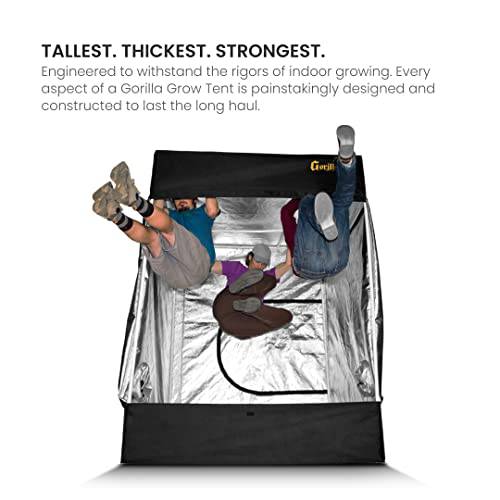 Gorilla Grow Tent | Complete Heavy-Duty 1680D Reflective Hydroponic Grow 5-Foot by 5-Foot Tent for Growing Indoor Plants with Free 1-Foot Height Extension Kit, Windows, Floor Tray - OPS.com