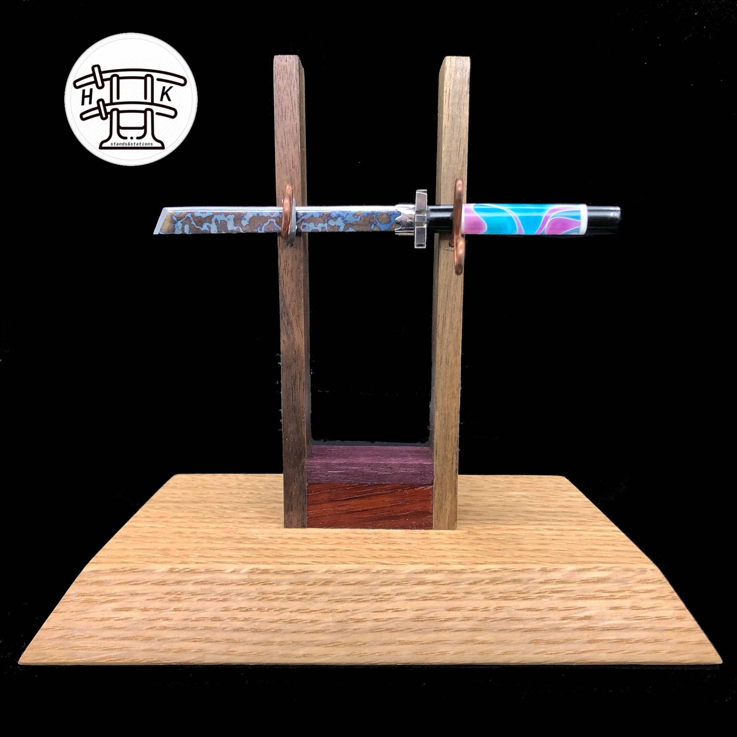 Hardwood Katana - Tsunami Timascus Katana with Stand Dabber - OPS.com