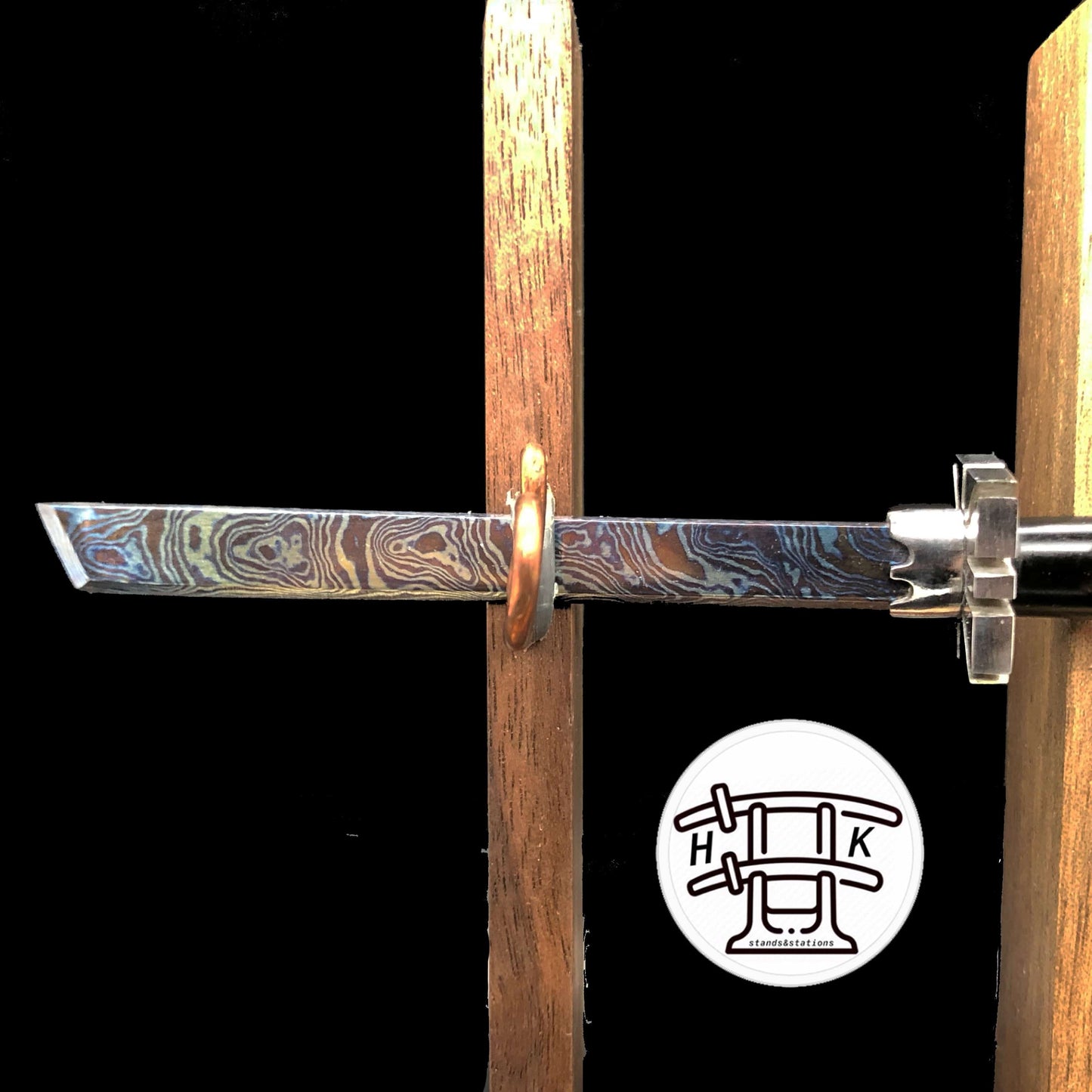 Hardwood Katana - Tsunami Timascus Katana with Stand Dabber - OPS.com