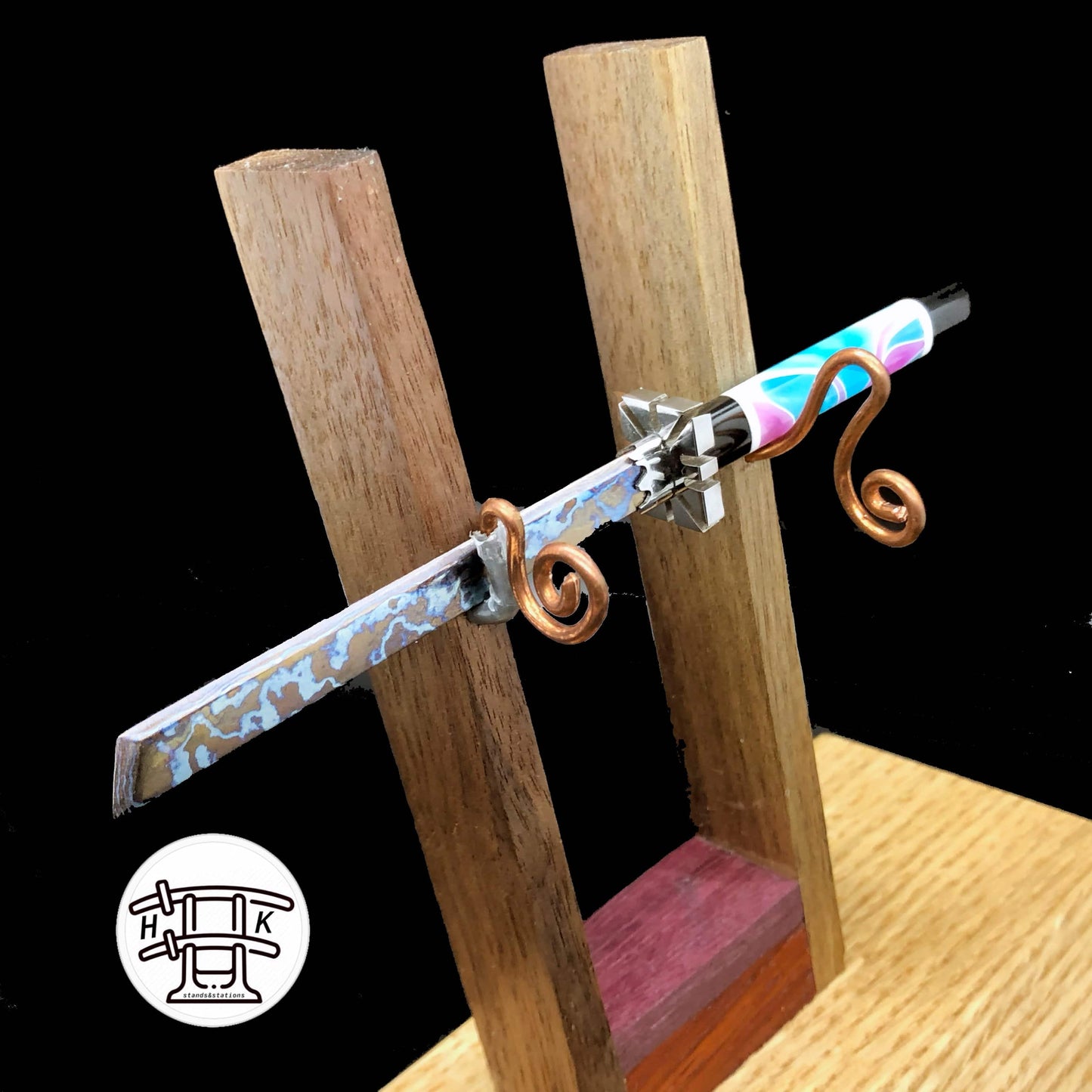 Hardwood Katana - Tsunami Timascus Katana with Stand Dabber - OPS.com