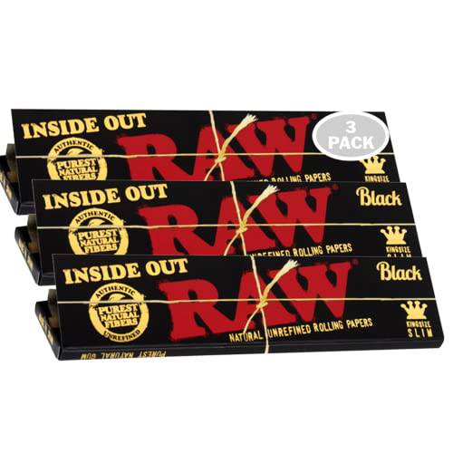 Raw Black Inside Out Rolling Papers | King size Slim | 3 packs - OPS.com