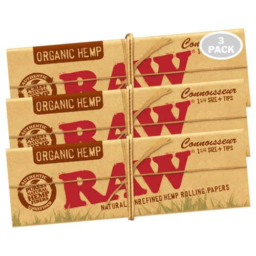 Raw Organic Hemp Connoisseur | 1 1/4 size + Tips | 3 Pack - OPS.com