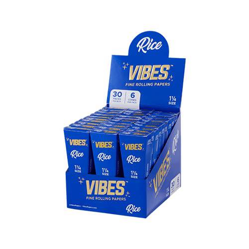 Vibes Organic Hemp Paper with Natural Arabic Gum - Rice Slim Unrefined Ultra Thin 1.25 Inch - Chlorine Free Technology - King Size Rolling Papers 3 Pack & 33pc - OPS.com