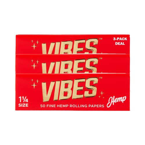 Vibes Rolling Paper 1 1/4 size Hemp 50 papers 3-pack - OPS.com
