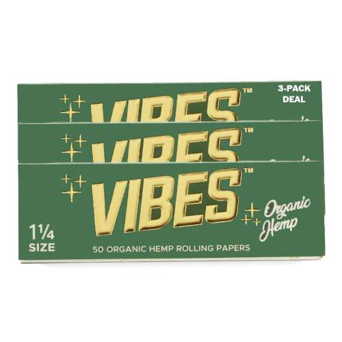 Vibes Rolling Paper 1 1/4 size Organic Hemp 50 papers 3-pack Natural - OPS.com