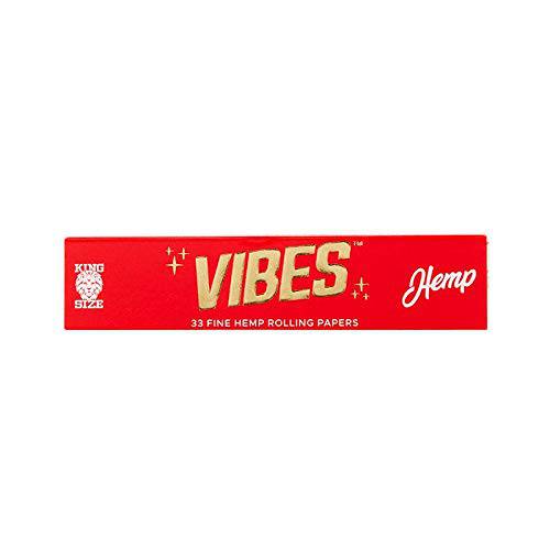 Vibes Rolling Paper King Size Booklet 33pc, Natural Hemp Paper and Arabic Gum with Chlorine Free Technology- 3 Pack - OPS.com