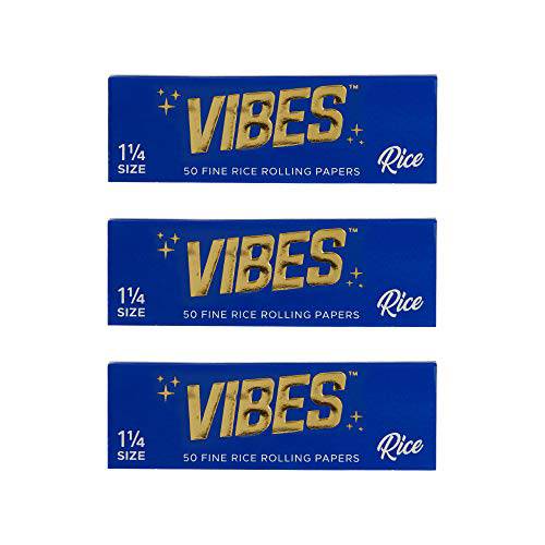 Vibes Rolling Papers 1.25 Inch Size 3 Pack of Booklet 50pc Each Natural Hemp and Arabic Gum Chlorine Free, Hemp, Rice and Ultra-Thin (Rice) - OPS.com