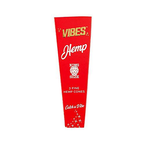 VIBES Rolling Papers King Size pre Rolled Cones, Organic, Hemp, Rice Paper with Natural Arabic Gum, Chlorine Free Technology- 3 Pack (9 Cones) - OPS.com