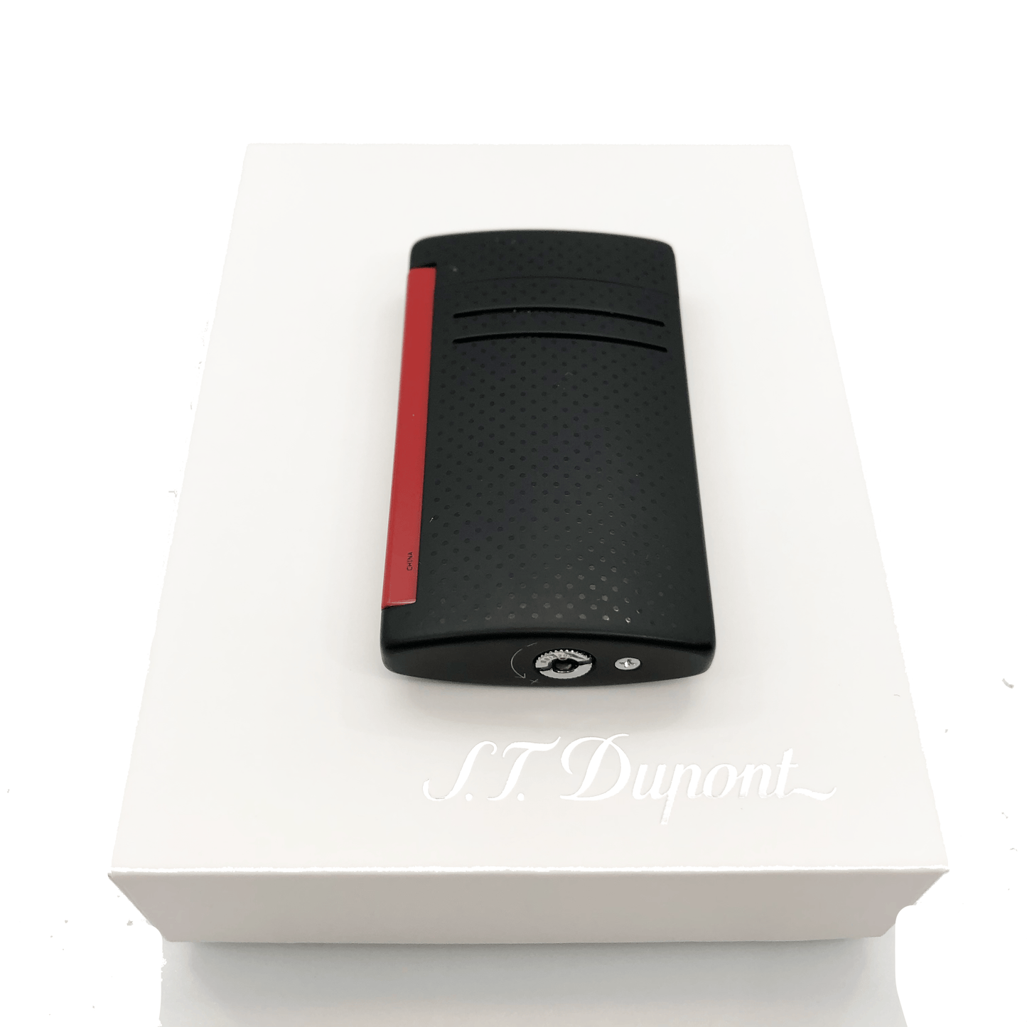 S.T Dupont- S.T Dupont Lighter MaxiJet Black with Red Finish w/Gas - OPS.com