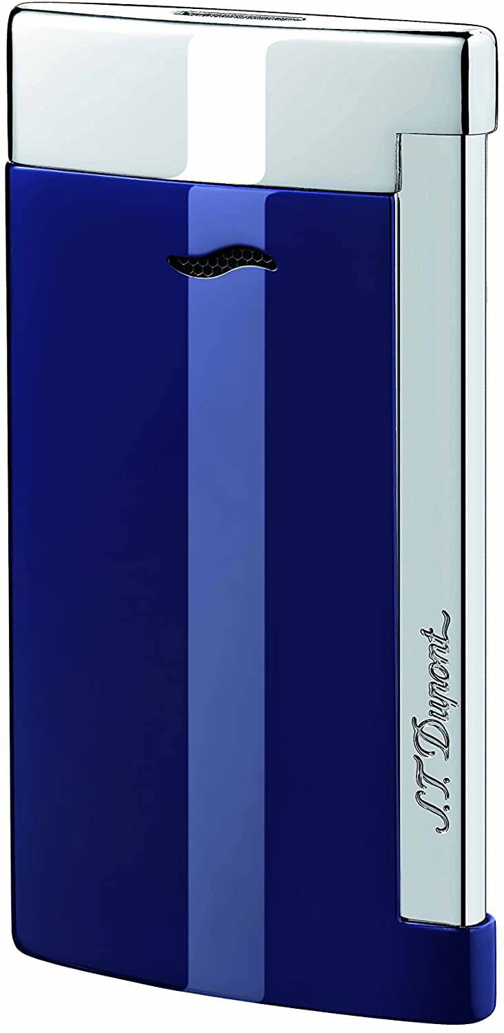 S.T Dupont- S.T Dupont Lighter Slim 7 Chrome with Blue Finish w/Gas - OPS.com